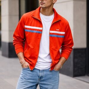 Retro Fox Full-Zip Track Jacket – Orange (Size XL)